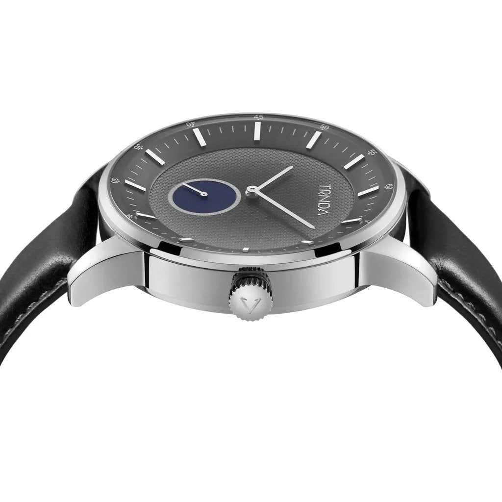 Trnda Men's Stainless Steel Watch, Black Leather Band | Trn-W43-Sl by TRNDA