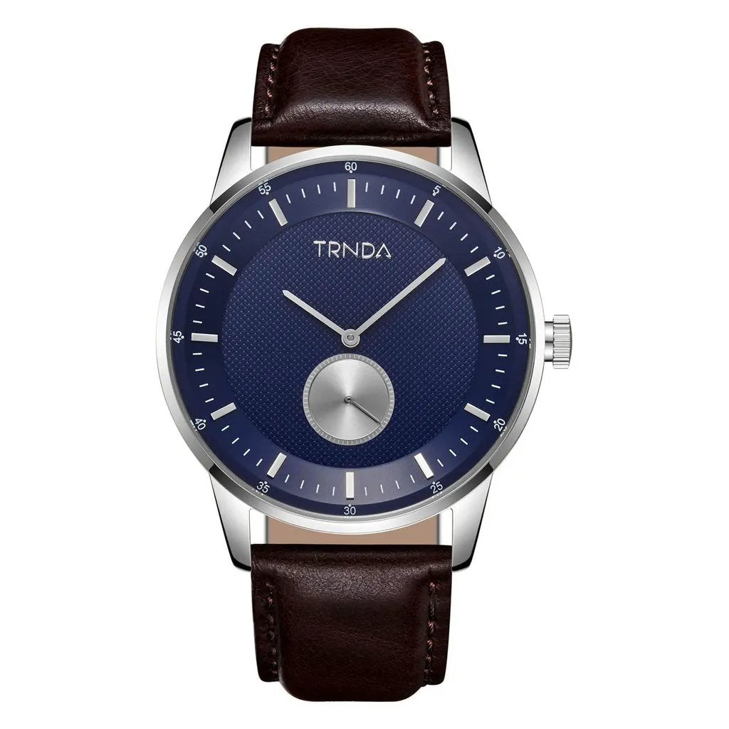 Trnda Men's Stainless Steel Watch, Brown Leather Band | Trnda-M43b by TRNDA