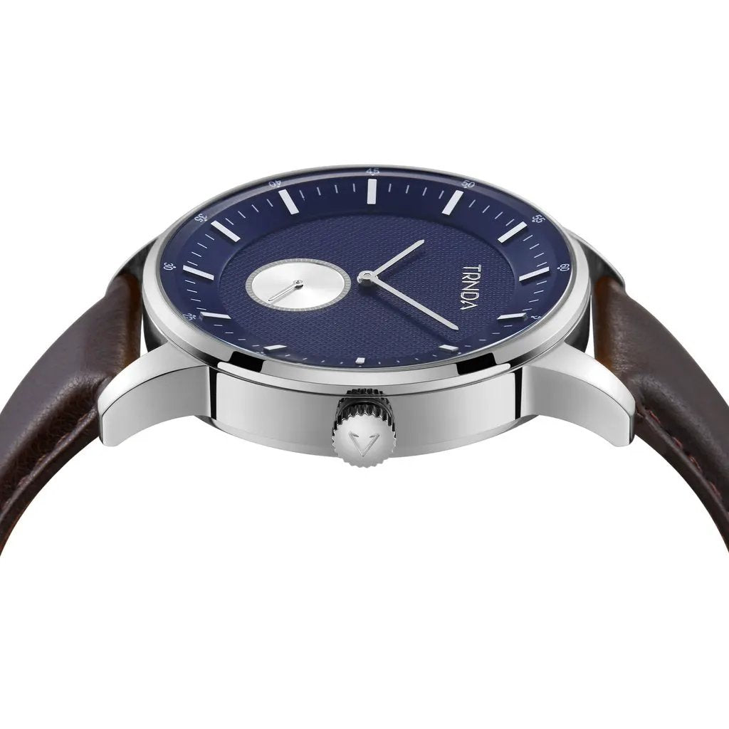 Trnda Men's Stainless Steel Watch, Brown Leather Band | Trnda-M43b by TRNDA