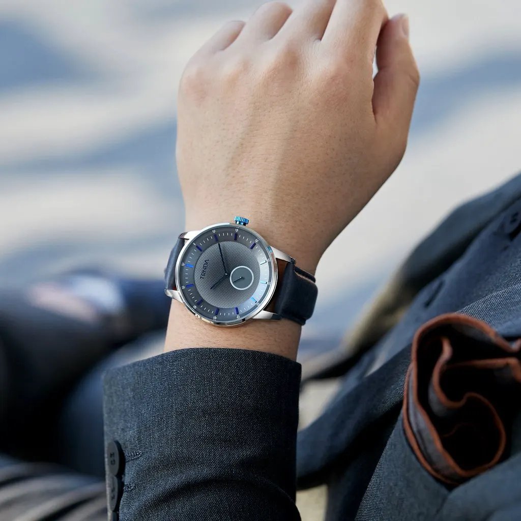 Trnda Men's Stainless Steel Watch, Blue Leather Band | Trn-M43s by TRNDA