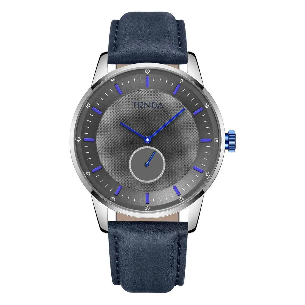 Trnda Men's Stainless Steel Watch, Blue Leather Band | Trn-M43s by TRNDA