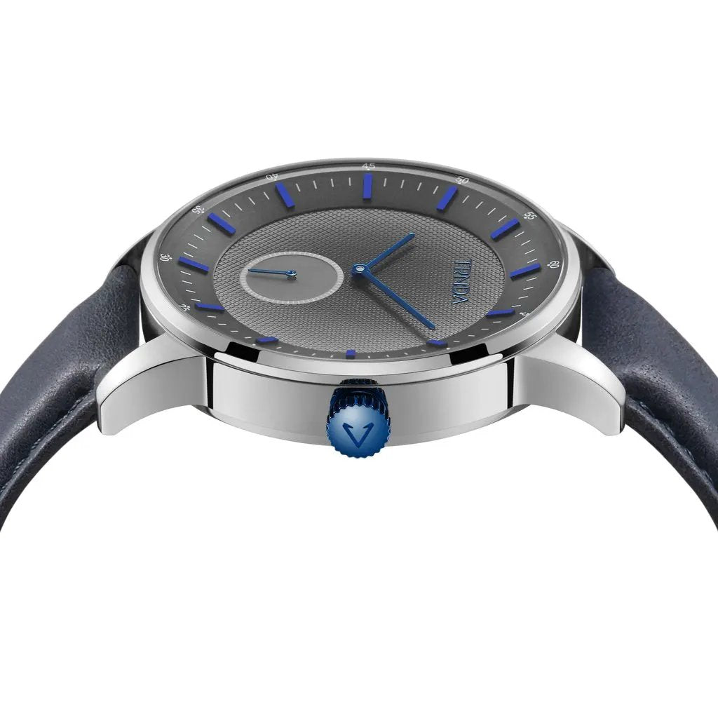 Trnda Men's Stainless Steel Watch, Blue Leather Band | Trn-M43s by TRNDA