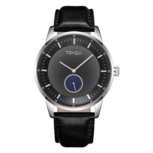 Trnda Men's Stainless Steel Watch, Black Leather Band | Trn-43sl by TRNDA