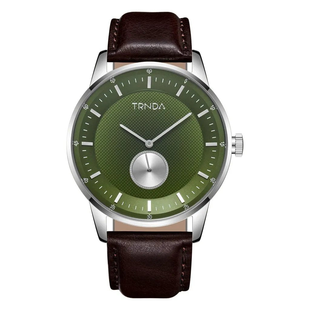 Trnda Men's Stainless Steel Watch, Green Dial, Brown Band | Trn-43sgb by TRNDA