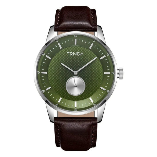 Trnda Men's Stainless Steel Watch, Green Dial, Brown Band | Trn-43sgb by TRNDA