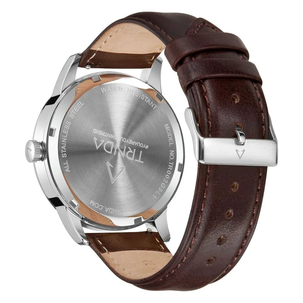 Trnda Men's Stainless Steel Watch, Green Dial, Brown Band | Trn-43sgb by TRNDA