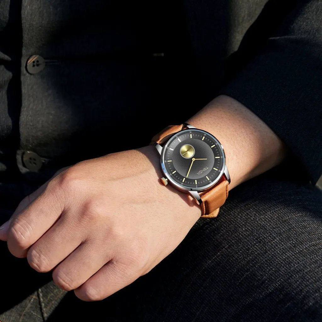 Trnda Men's Stainless Steel Watch, Tan Leather Band | Trn-Ss43 by TRNDA