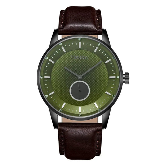 Trnda Men's Stainless Steel Black Watch, Leather Band | Trn-Ss43blk by TRNDA