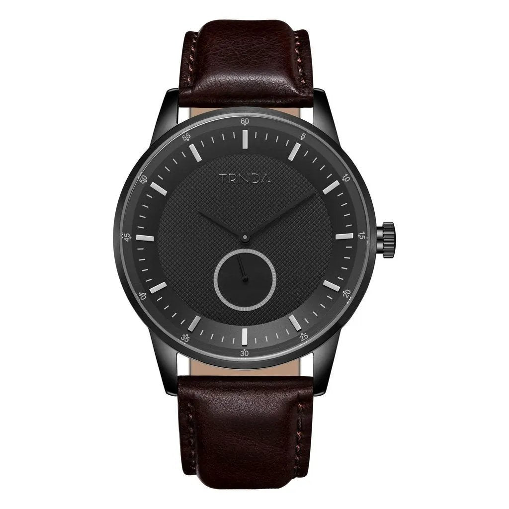 Trnda Men's Stainless Steel Watch, Brown Leather Band | Trnda-001 by TRNDA