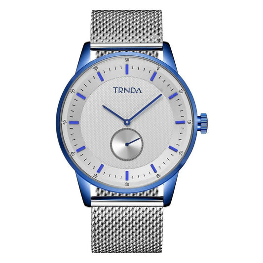 Trnda Men's Stainless Steel Blue Watch, Silver Mesh Band | Trnda-Bl43 by TRNDA