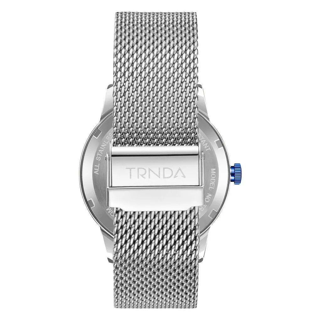 Trnda Men's Stainless Steel Blue Watch, Silver Mesh Band | Trnda-001 by TRNDA