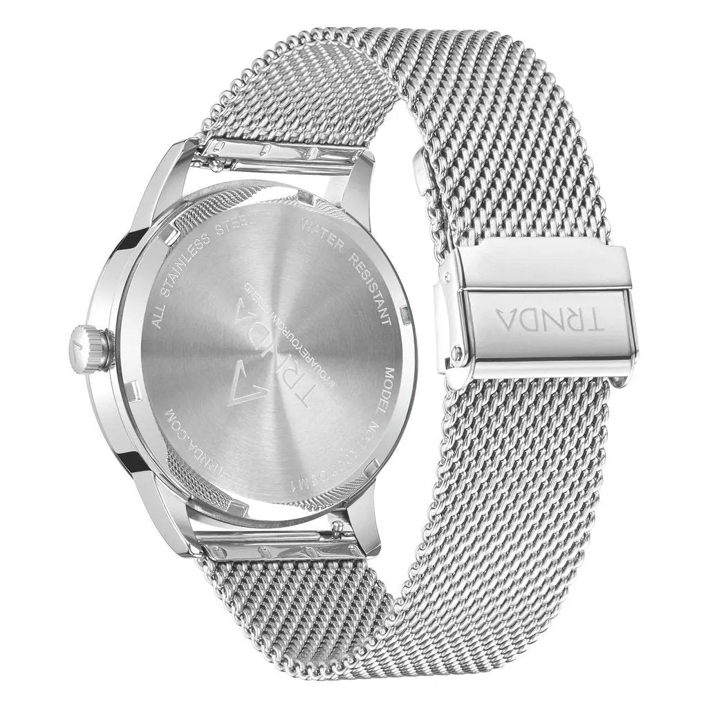 Trnda Men's Stainless Steel Watch, Silver Mesh Band | Trnda-43mm by TRNDA