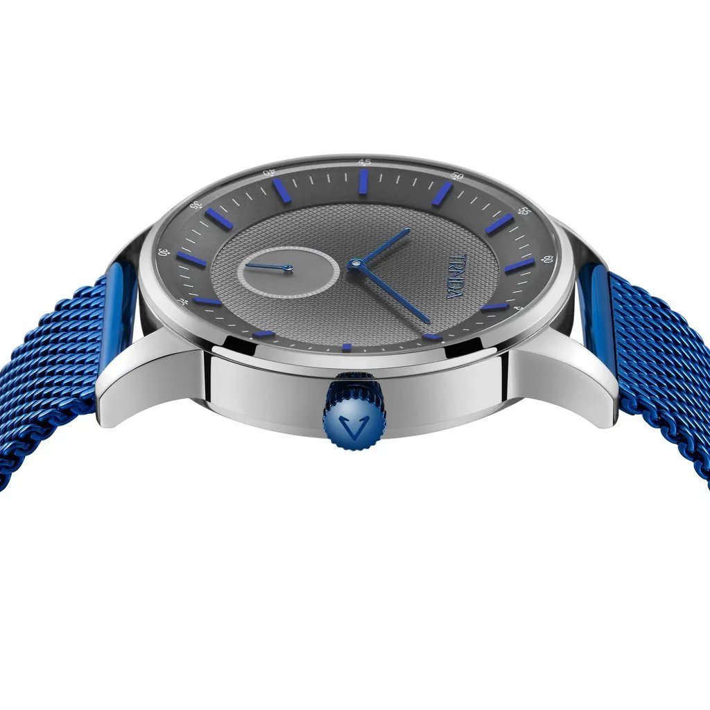 Trnda Men's Stainless Steel Watch, Blue Mesh Band | Trnda-43mm by TRNDA