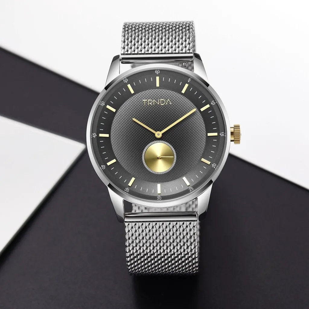 Trnda Men's Stainless Steel Watch, Silver Mesh Band | Trnda-43mm by TRNDA