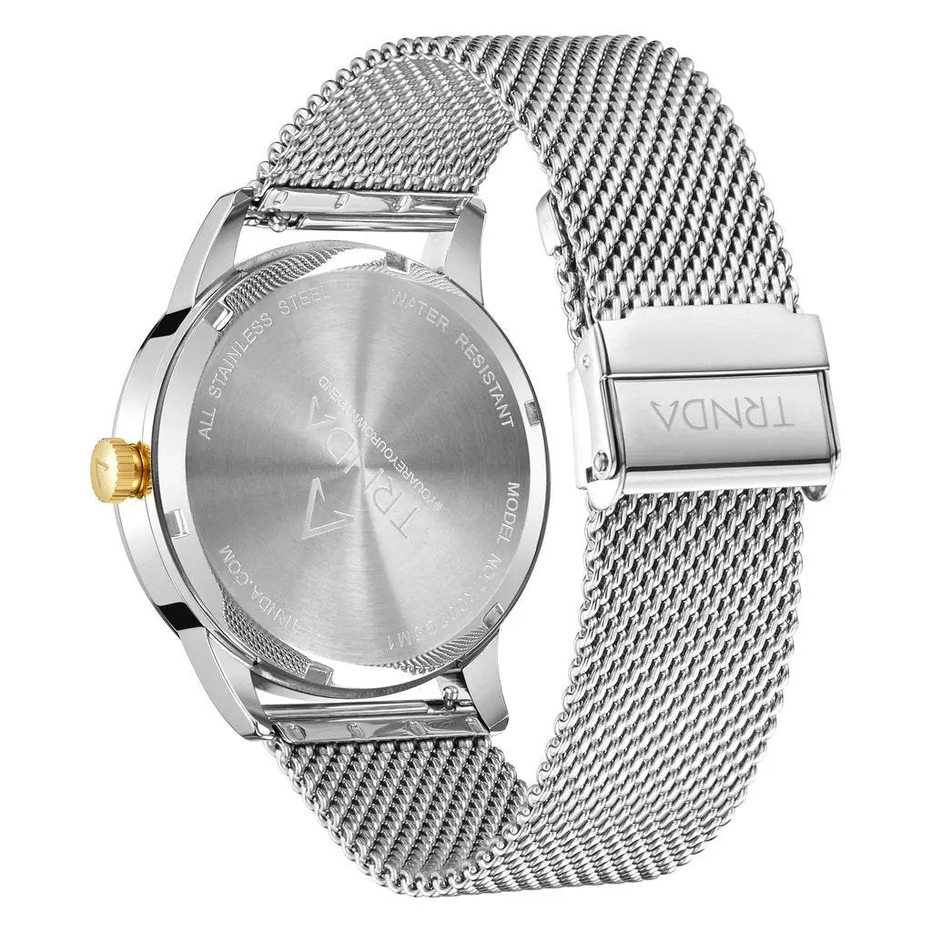 Trnda Men's Stainless Steel Watch, Silver Mesh Band | Trnda-43mm by TRNDA
