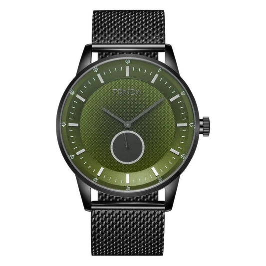 Trnda Men's Black Stainless Steel Watch, Seaweed Green Dial | Trn-43mm by TRNDA