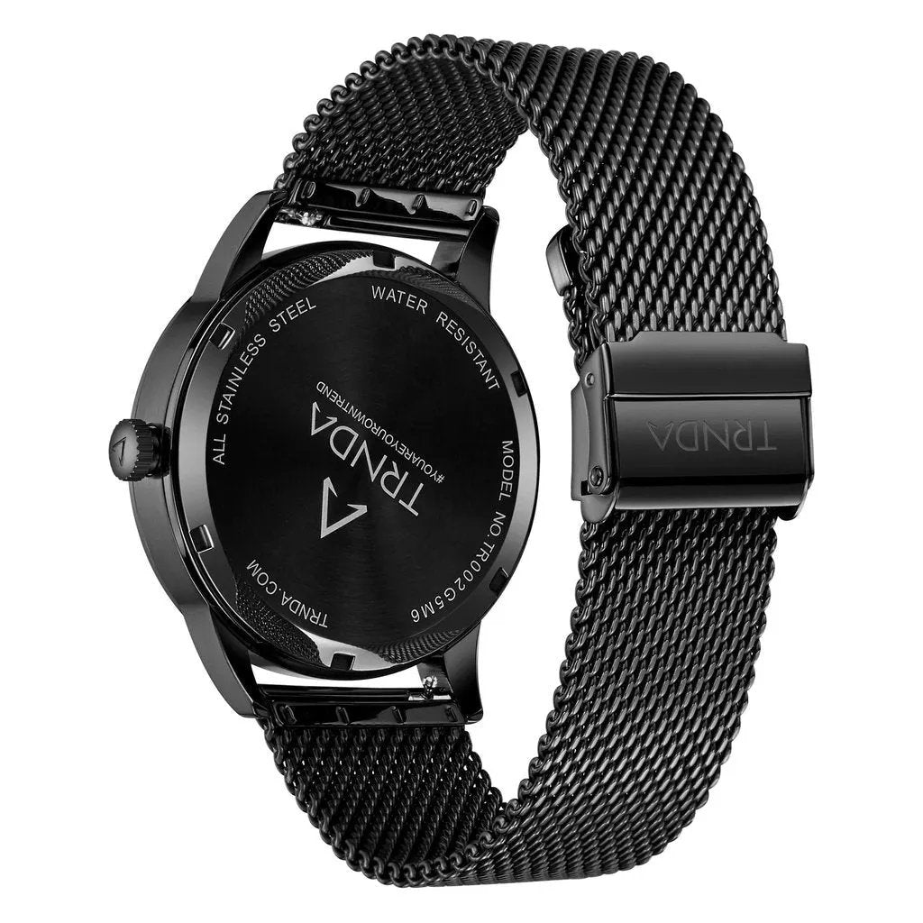 Trnda Men's Black Stainless Steel Watch, Seaweed Green Dial | Trn-43mm by TRNDA