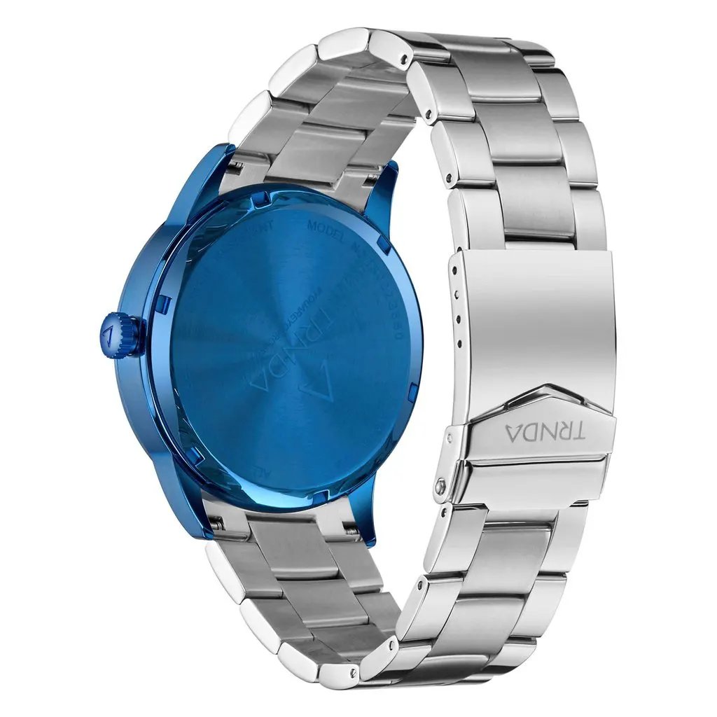 Trnda Men's Stainless Steel Blue Watch, Silver Dial | Trn-W43b by TRNDA