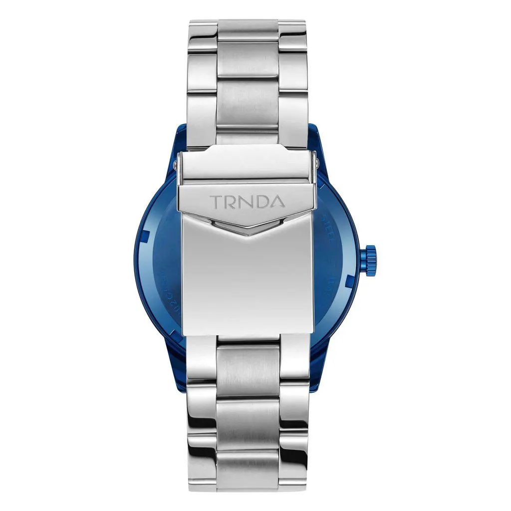 Trnda Men's Stainless Steel Blue Watch, Silver Dial | Trn-W43b by TRNDA