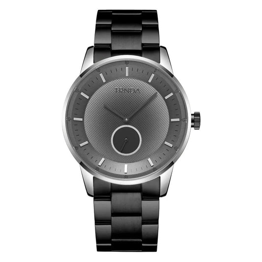 Trnda Men's Silver Stainless Steel Watch, Black Band | Trn-Ss43b by TRNDA