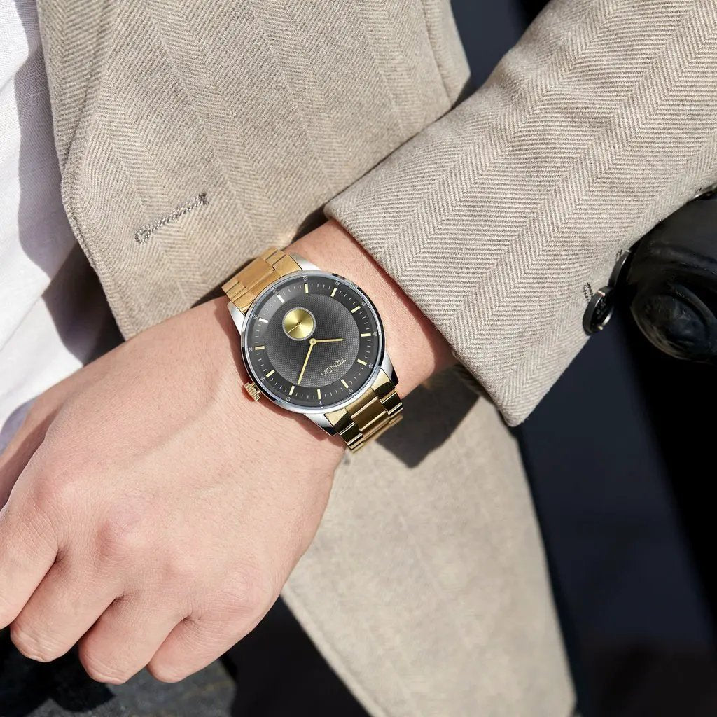 Trnda Men's Gold Stainless Steel Watch, Gray Dial | Trnda-43g by TRNDA