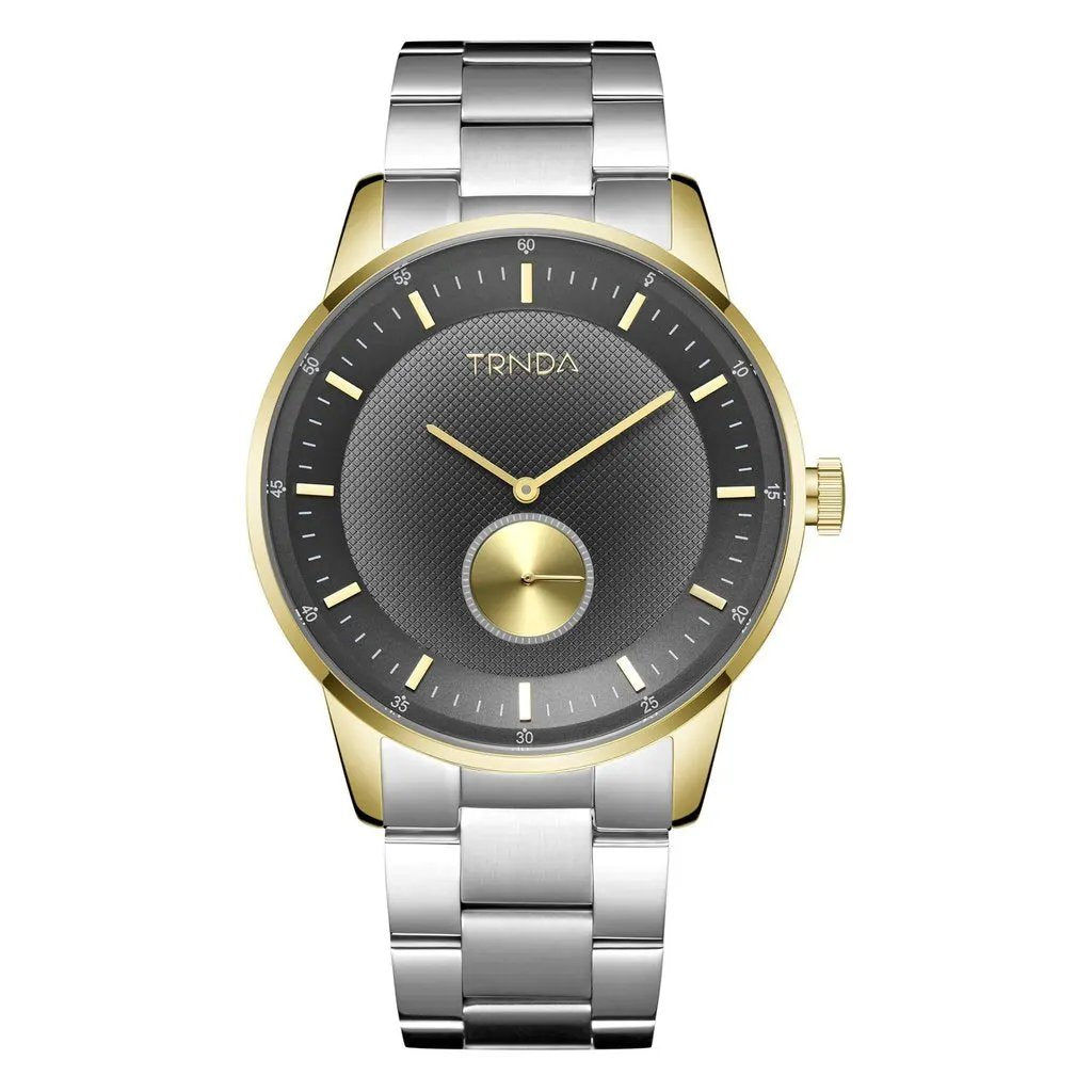 Trnda Men's Gold Stainless Steel Watch, Gray Dial | Tr-M43gsl by TRNDA