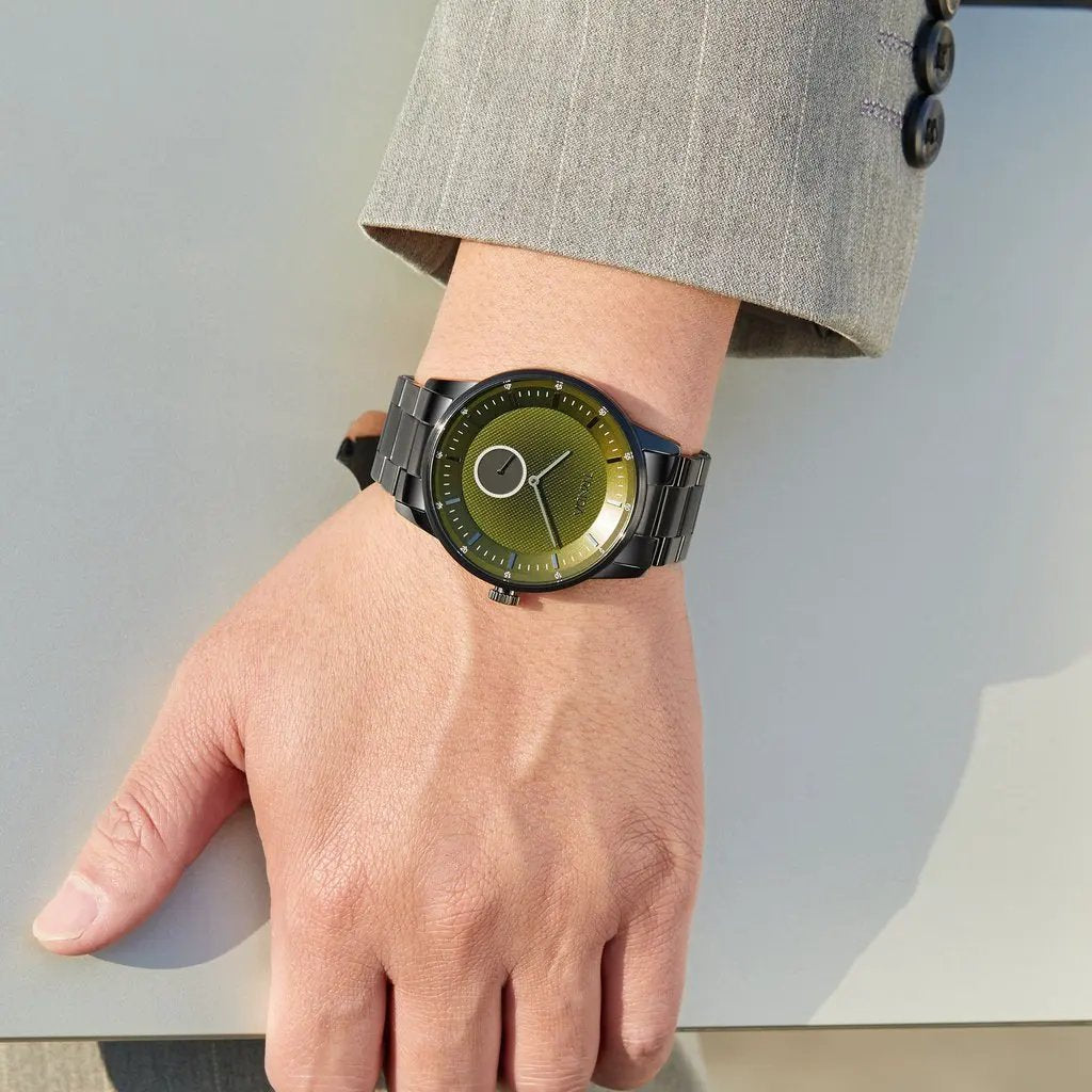 Trnda Men's Black Stainless Steel Watch, Seaweed Green Dial | Trn43b by TRNDA