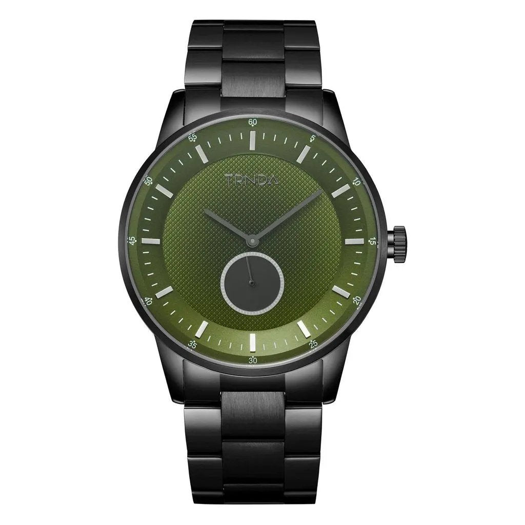 Trnda Men's Black Stainless Steel Watch, Seaweed Green Dial | Trn43b by TRNDA