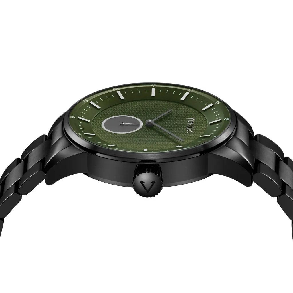 Trnda Men's Black Stainless Steel Watch, Seaweed Green Dial | Trn43b by TRNDA