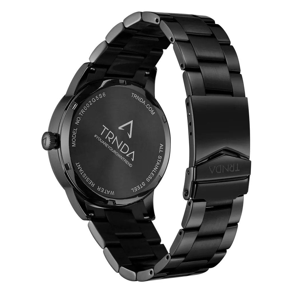 Trnda Men's Black Stainless Steel Watch, Seaweed Green Dial | Trn43b by TRNDA