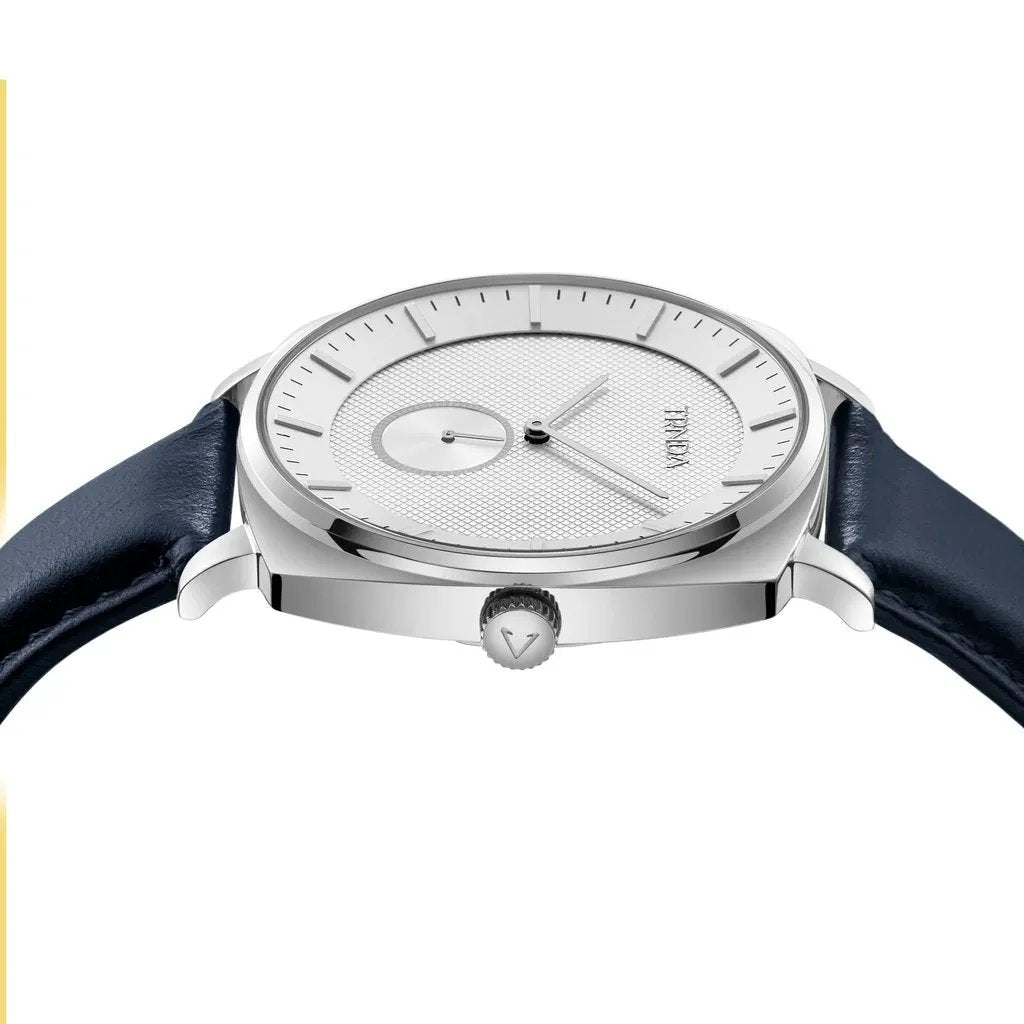 Trnda Men's Stainless Steel Square Watch, Blue Leather Band | Trd45mm by TRNDA