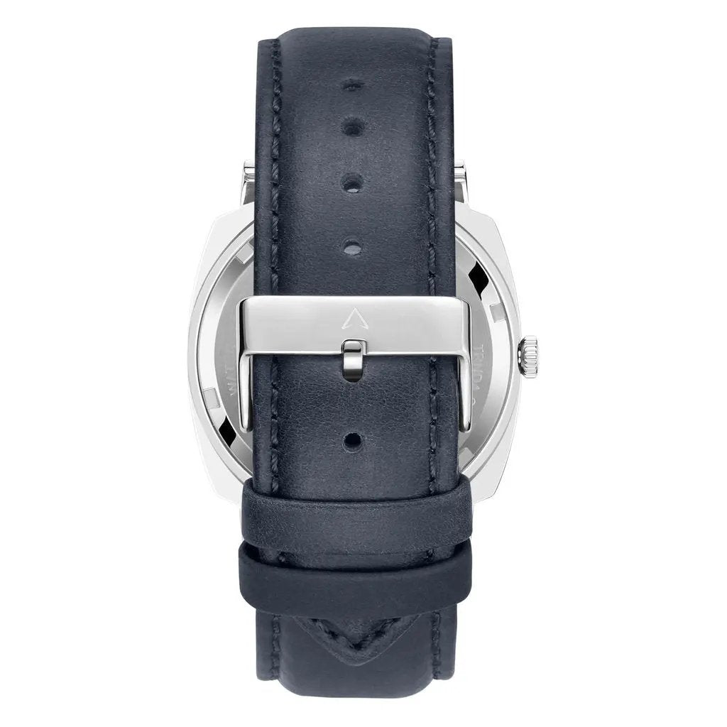 Trnda Men's Stainless Steel Square Watch, Blue Leather Band | Trd45mm by TRNDA