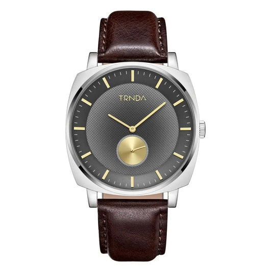 Trnda Men's Stainless Steel Watch, Brown Leather Band | Trn-Ss45-Br by TRNDA