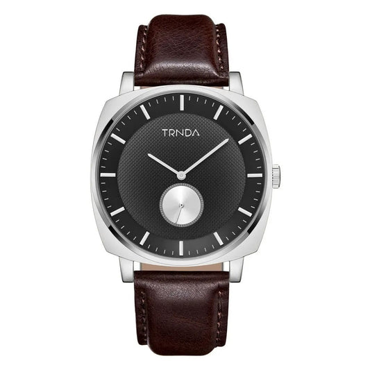 Trnda Men's Stainless Steel Watch, Brown Leather Band | Tr45mmss by TRNDA