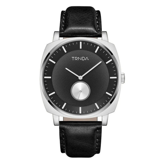 Trnda Men's Stainless Steel Watch, Black Leather Band | Trnda45mm by TRNDA