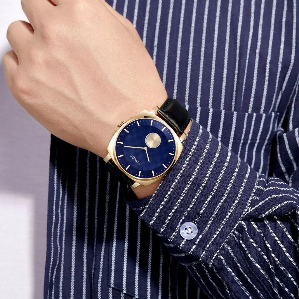 Trnda Men's Gold Stainless Steel Watch, Blue Dial | Tr45bm by TRNDA
