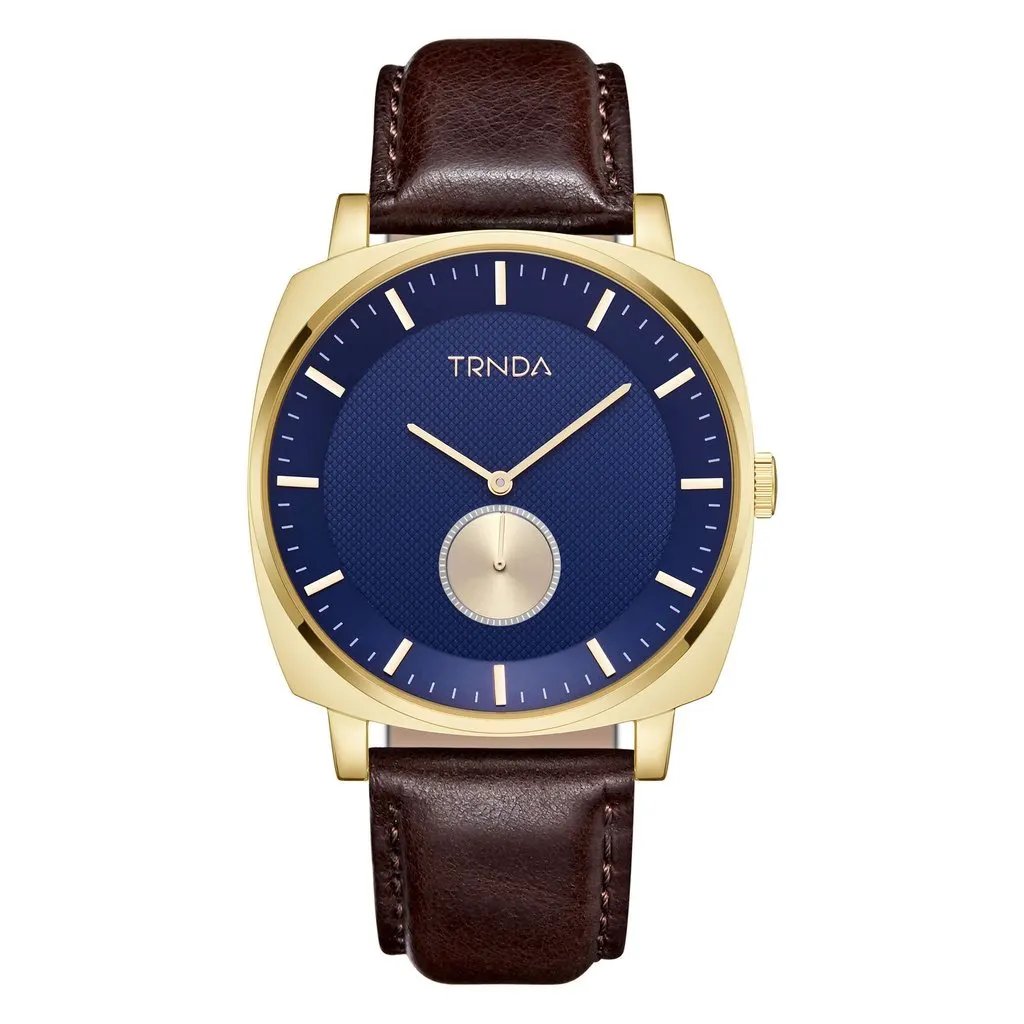 Trnda Men's Gold Stainless Steel Watch, Blue Dial | Tr45gbl by TRNDA