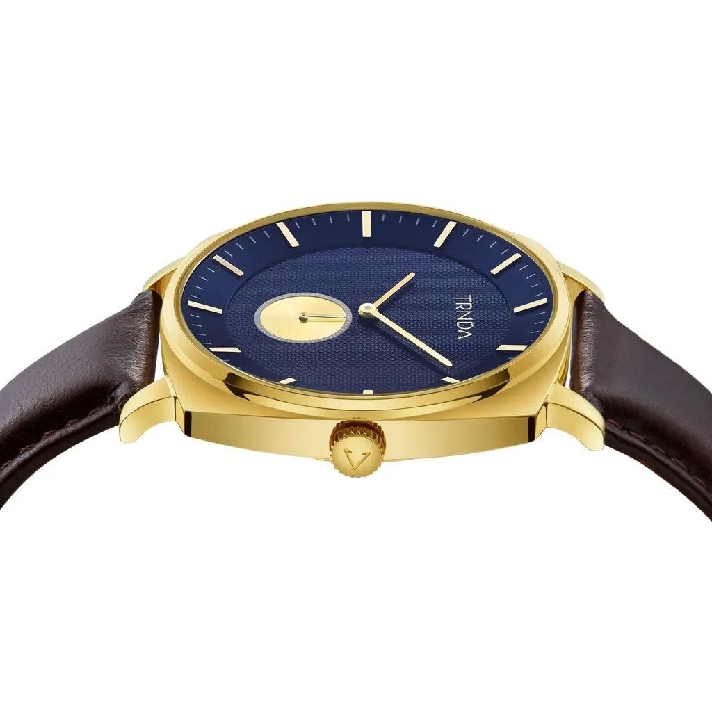 Trnda Men's Gold Stainless Steel Watch, Blue Dial | Tr45gbl by TRNDA