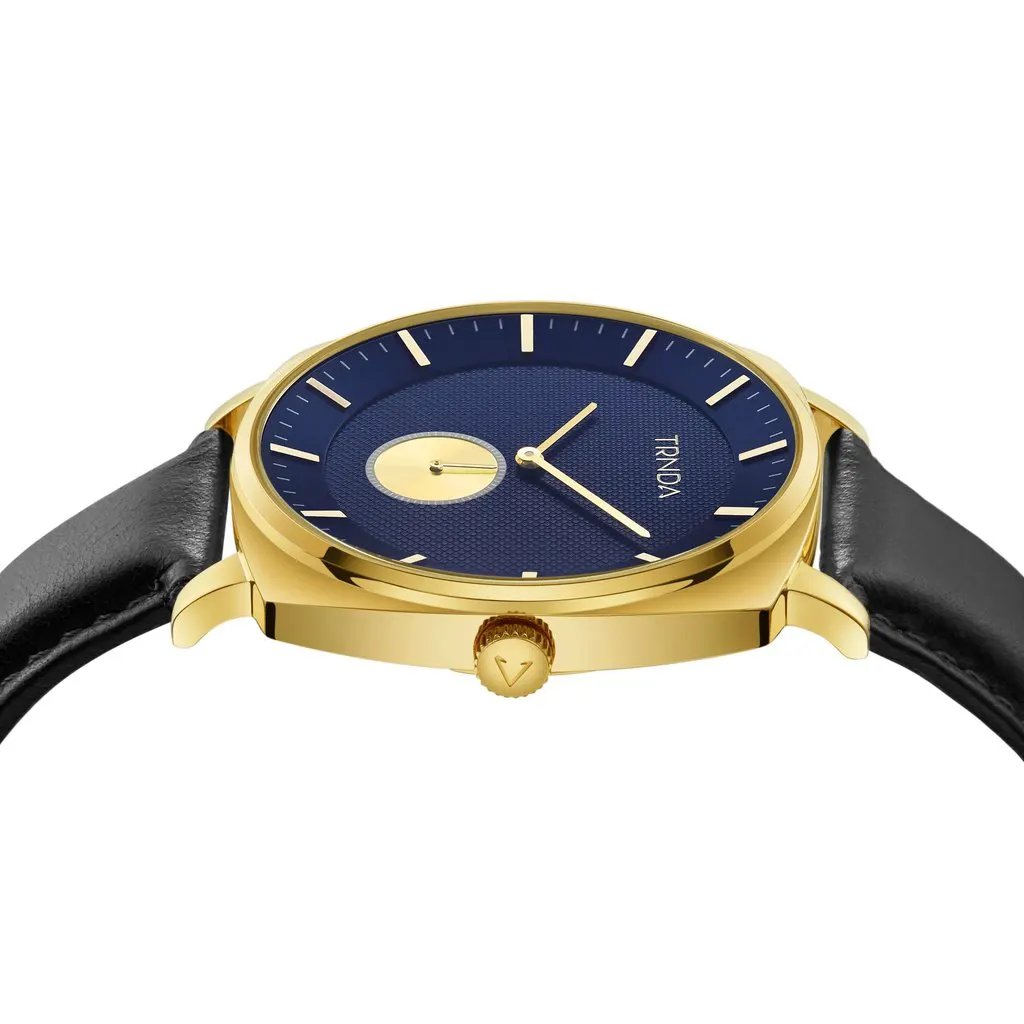 Trnda Men's Gold Stainless Steel Watch, Blue Dial | Tr45bm by TRNDA
