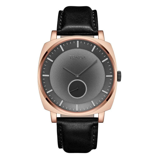 Trnda Men's Rose Gold Stainless Steel Watch, Black Leather | Trn045mm by TRNDA