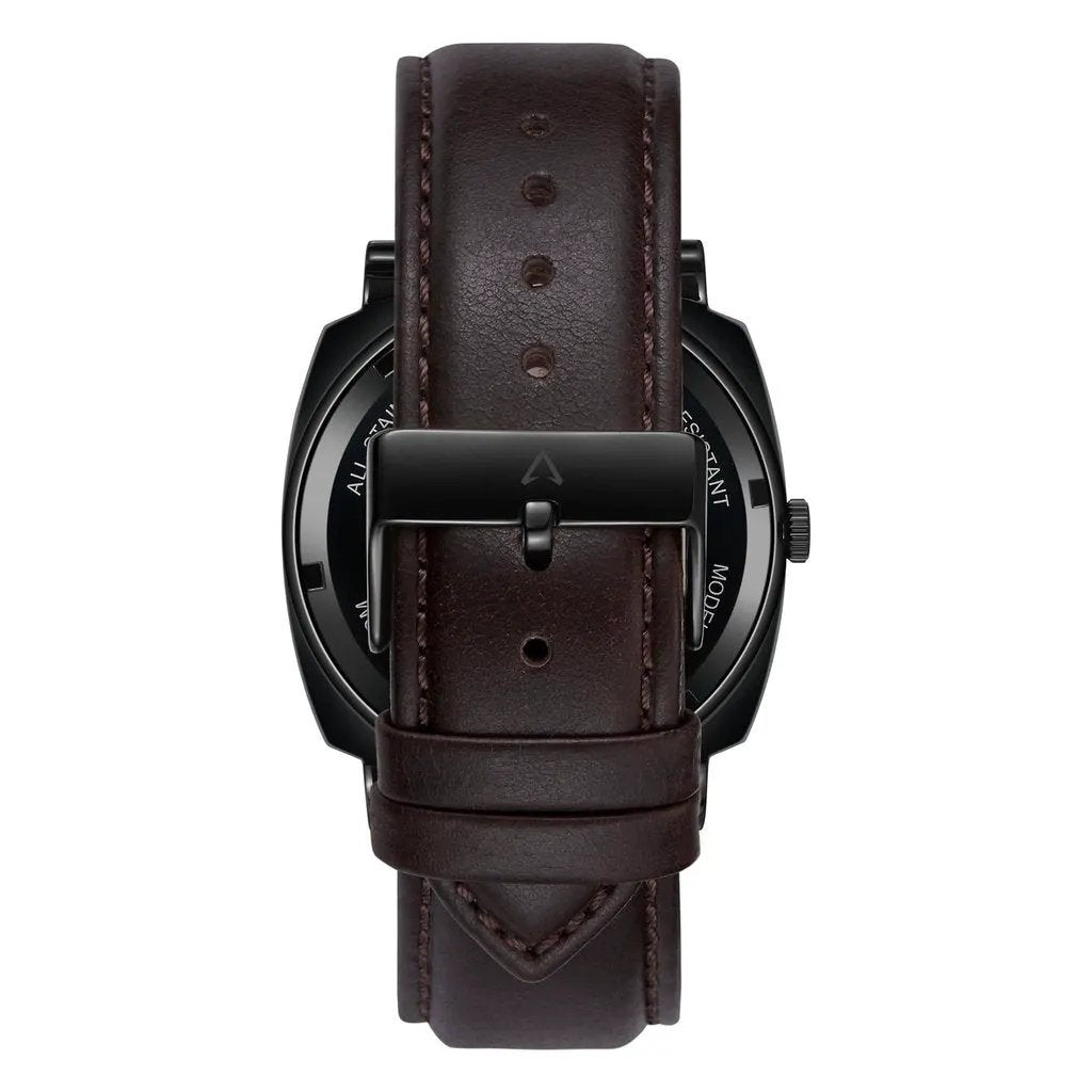 Trnda Men's Stainless Steel Black Watch, Brown Leather | Trn45bdg by TRNDA