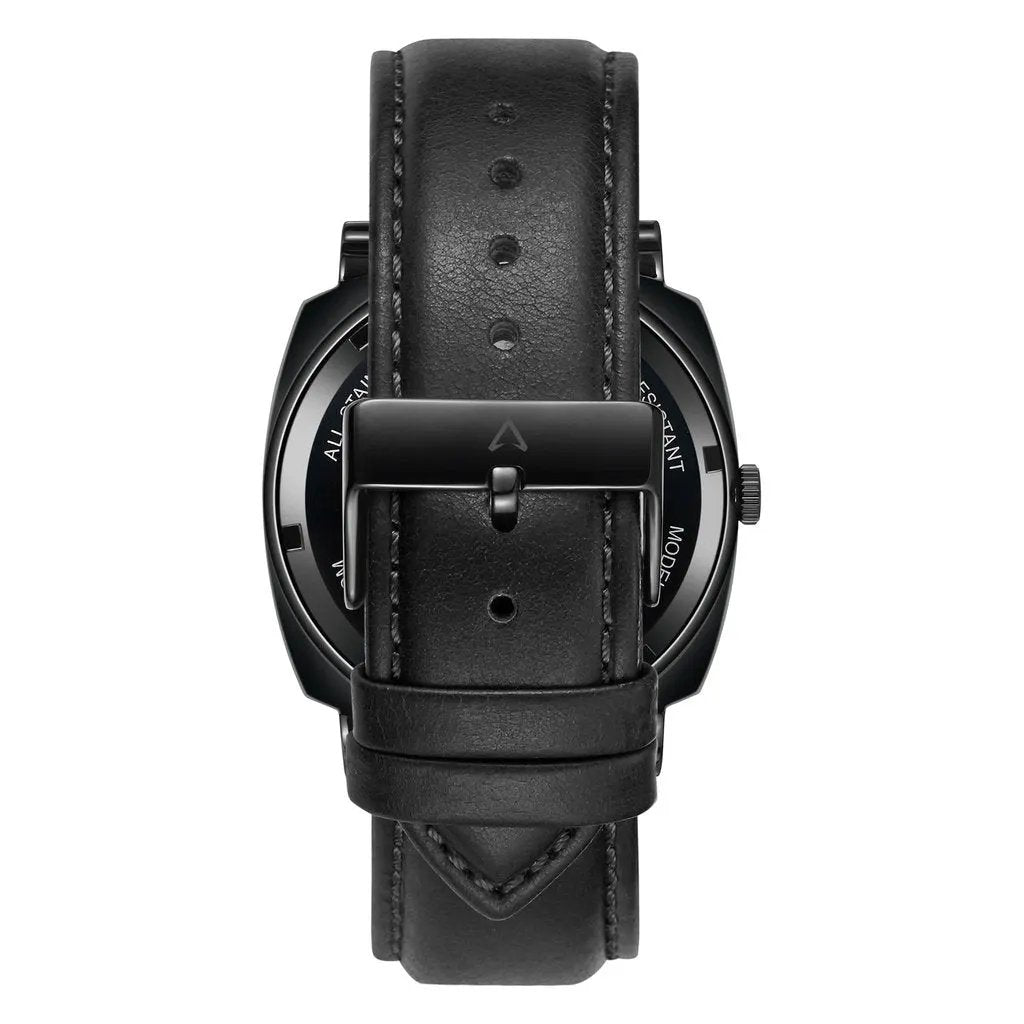 Trnda Men's Black Stainless Steel Watch, Leather Band | Trn45mm by TRNDA