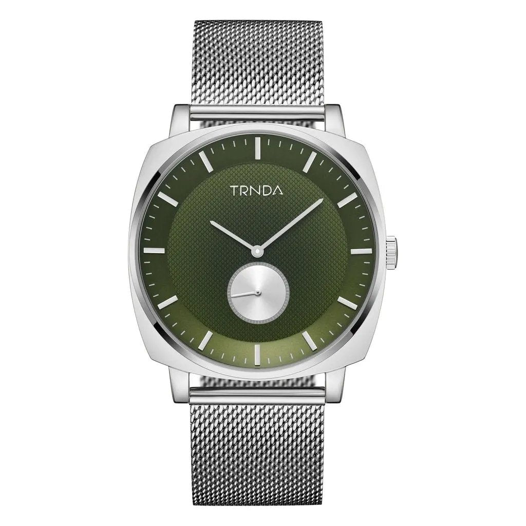 Trnda Men's Silver Stainless Steel Watch, Seaweed Green Dial | Trn45mm by TRNDA