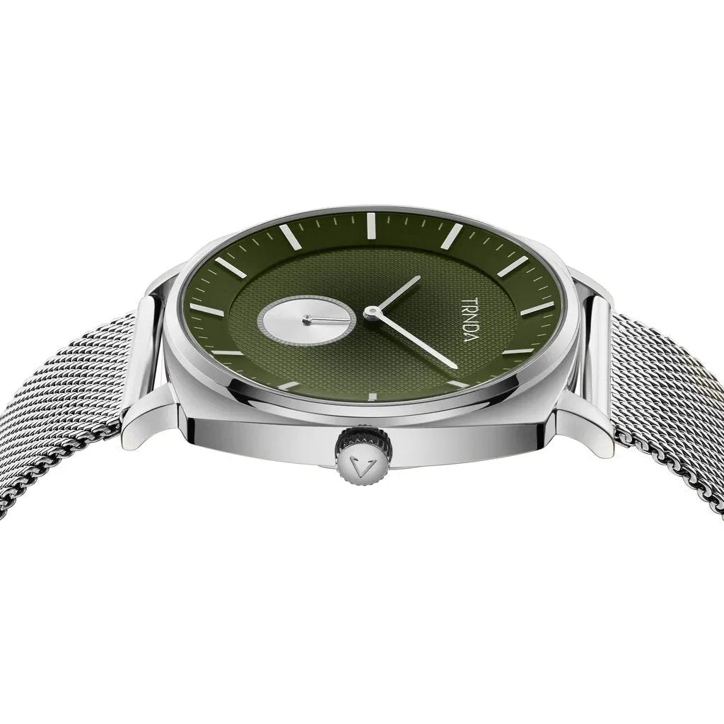 Trnda Men's Silver Stainless Steel Watch, Seaweed Green Dial | Trn45mm by TRNDA