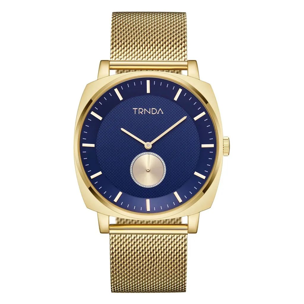 Trnda Men's Gold Stainless Steel Watch, Blue Dial | Trn-45mm-Gd by TRNDA