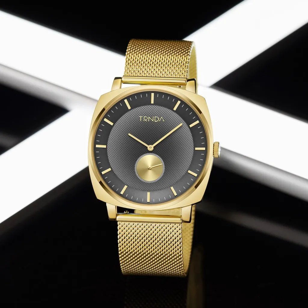 Trnda Men's Gold Stainless Steel Watch, Grey Dial | Trn-Ss45g by TRNDA