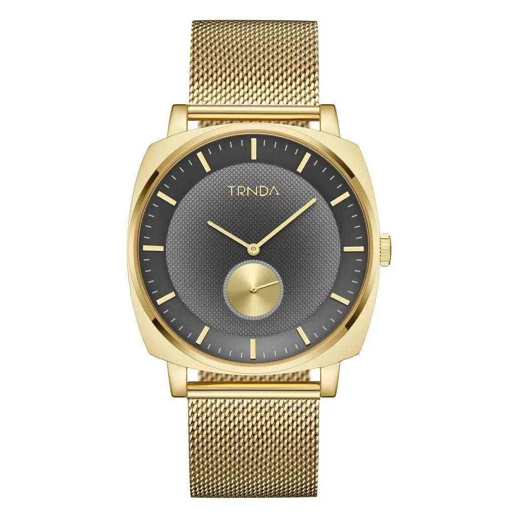 Trnda Men's Gold Stainless Steel Watch, Grey Dial | Trn-Ss45g by TRNDA