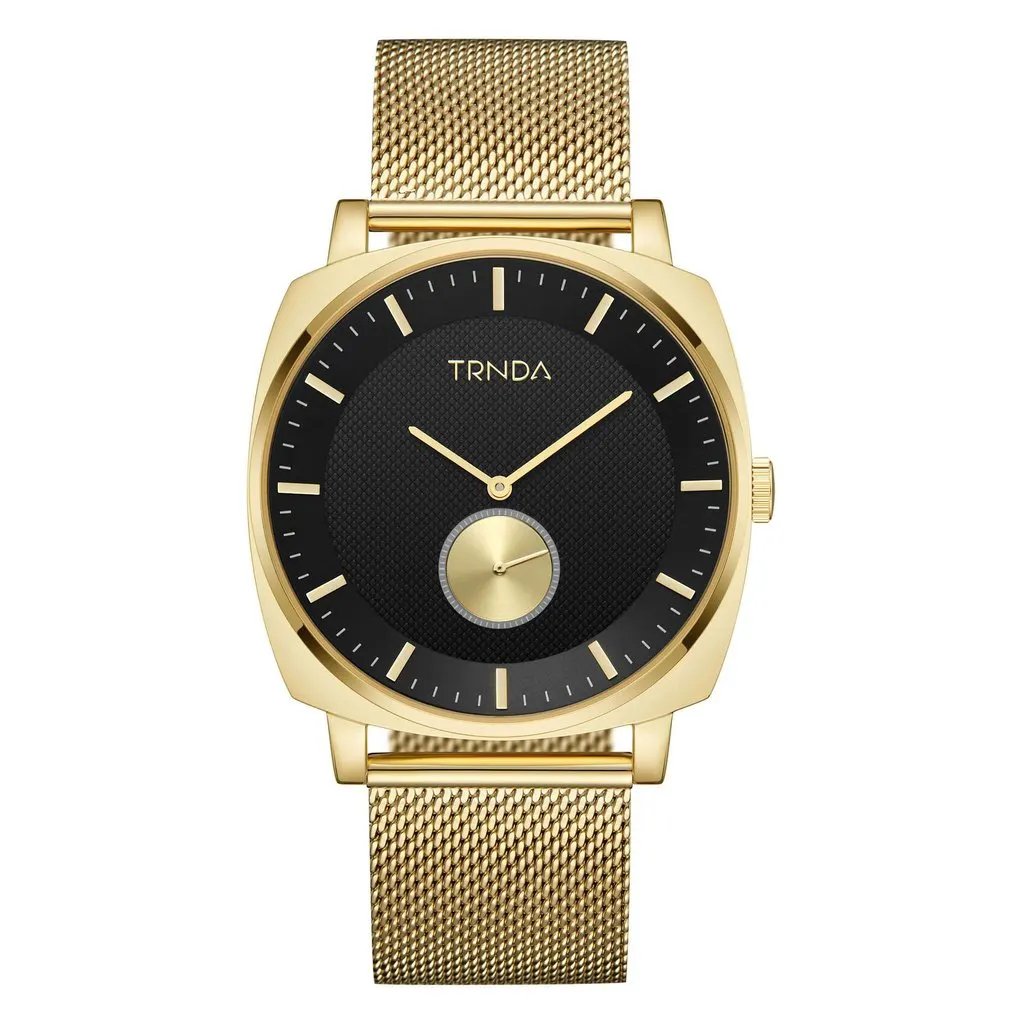 Trnda Men's Gold Stainless Steel Watch, Black Dial | Trn-Ss45g by TRNDA