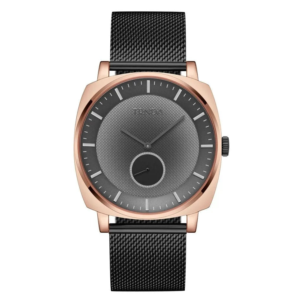 Trnda Men's Rose Gold Stainless Steel Watch, Black Mesh Band | Trnda45mm by TRNDA
