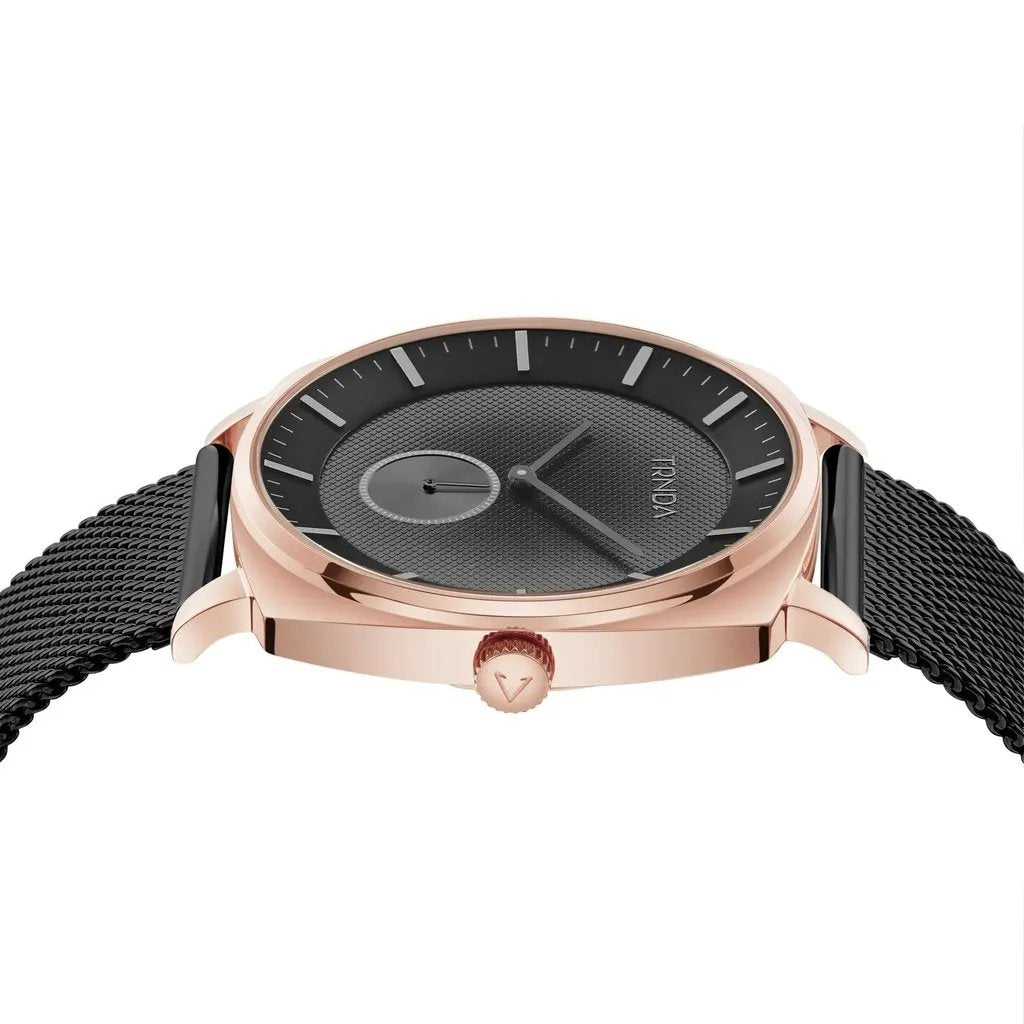 Trnda Men's Rose Gold Stainless Steel Watch, Black Mesh Band | Trnda45mm by TRNDA